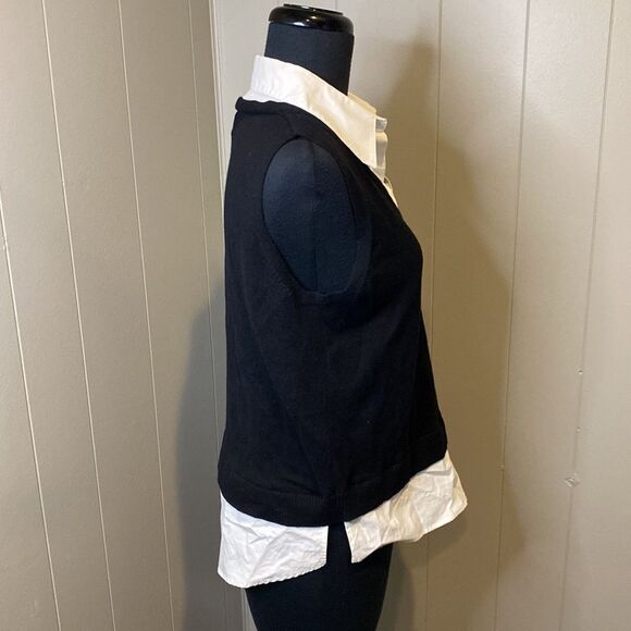 NWT j. society Women’s Medium Double Layer Sweater Vest Collar Side Vent - Picture 3 of 6